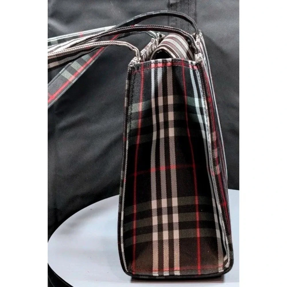 Kate Spade New York Tartan Plaid Tote Bag Shoulder Purse Leopard Lining~Vintage
